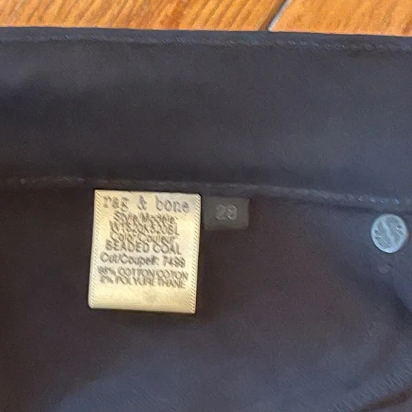 NWOT Rag and Bone coal black beaded denim 28 - Picture 6 of 7